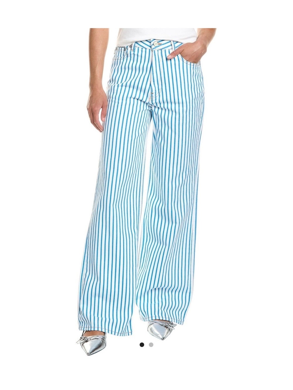 NWT Ganni Wide Leg Stripped Jean Size 30